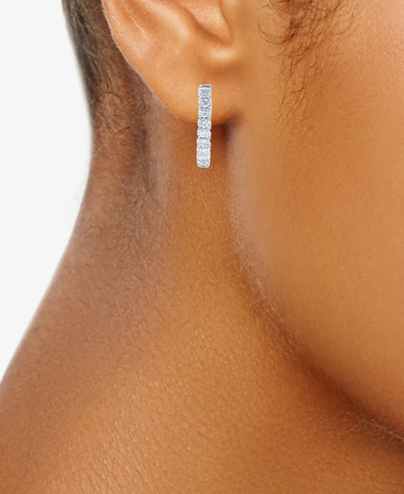 Diamond In & Out Hoop Earrings (2 ct. t.w.) in 14k White Gold