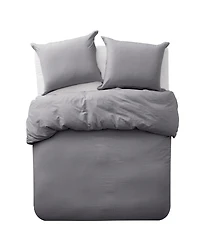Cathay Home Inc. Microfiber Washed Crinkle Duvet Cover Set, Full/Queen