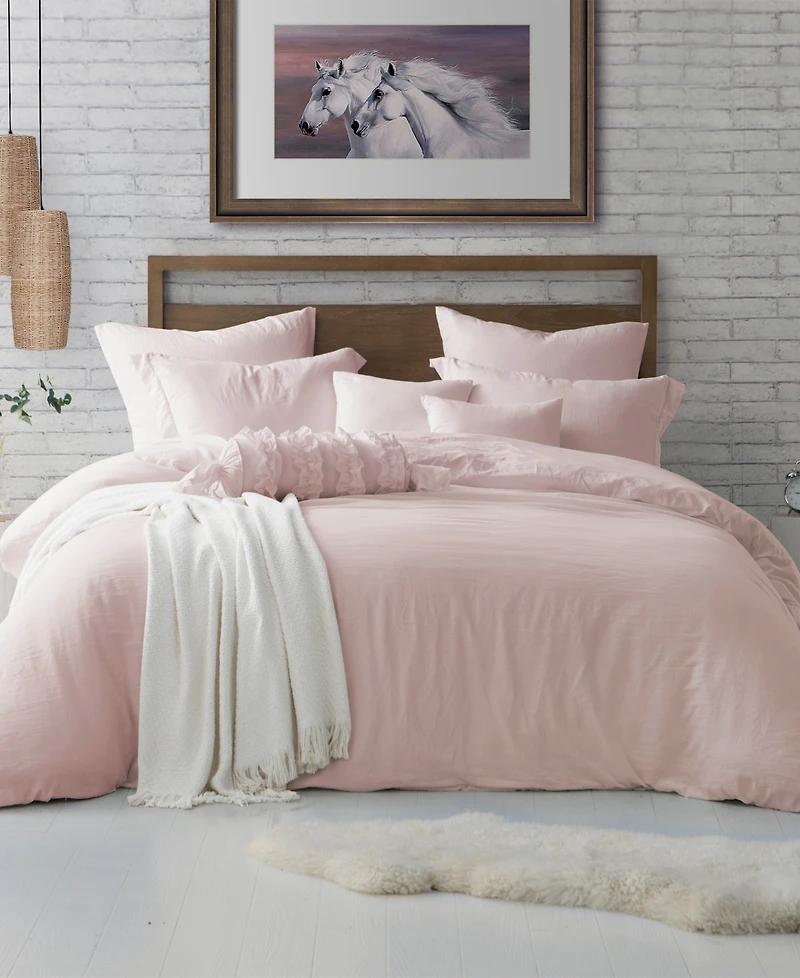 Cathay Home Inc. Microfiber Washed Crinkle Duvet Cover Set, King/California King