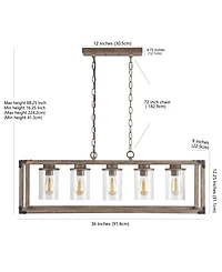 Jonathan Y Zeniba 5-Light Linear Adjustable Rustic Farmhouse Led Pendant