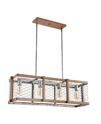 Jonathan Y Gaines Linear 4-Light Adjustable Rustic Industrial Led Pendant