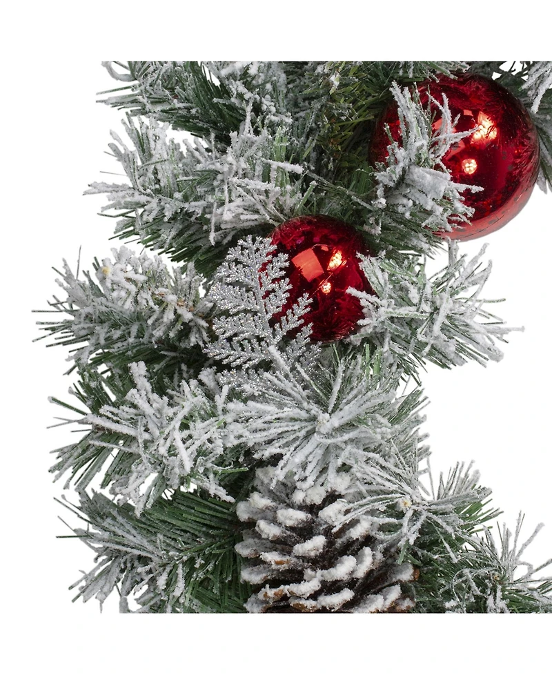 Northlight Flocked Pine with Ornaments and Berries Artificial Christmas Wreath-Unlit