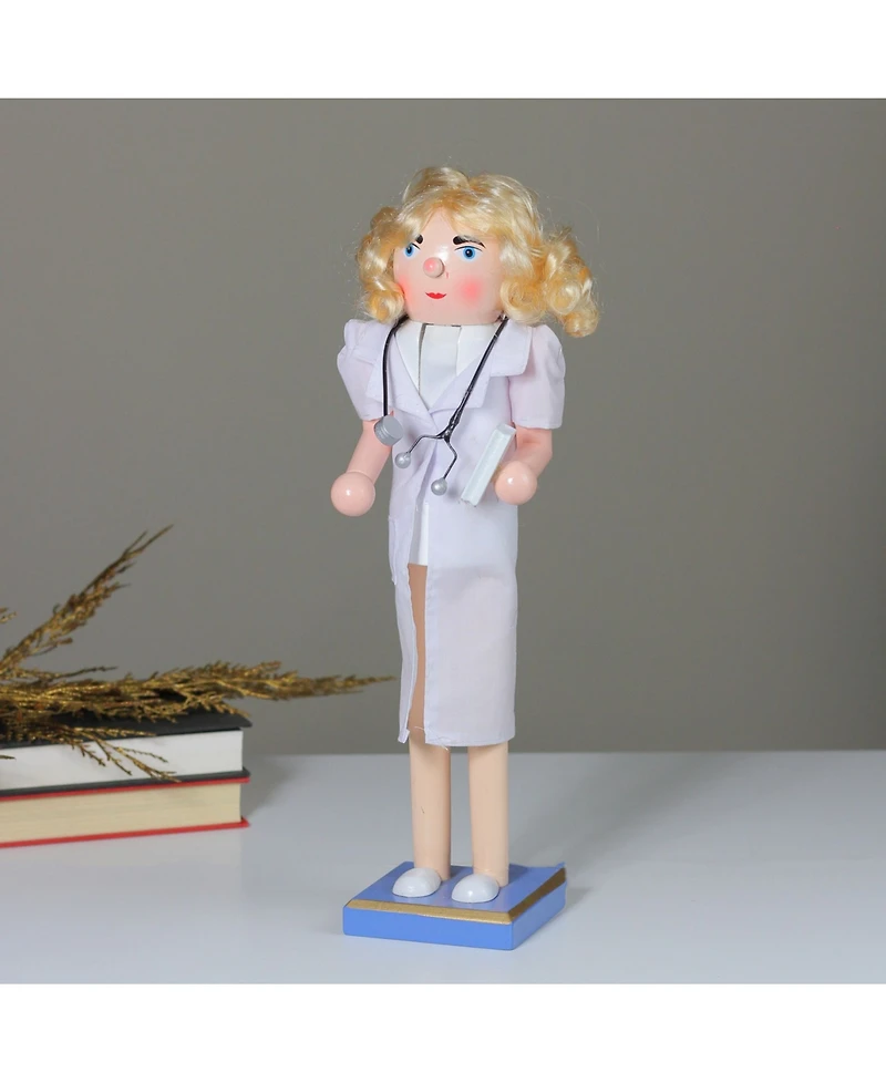Northlight Wooden Nurse Christmas Nutcracker with Stethoscope