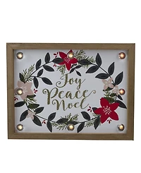 Northlight Framed Floral "Joy Peace Noel" Wooden Christmas Wall Plaque
