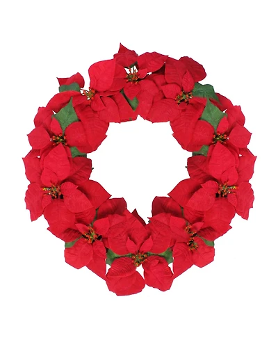 Northlight Unlit Artificial Poinsettia Flower Christmas Wreath