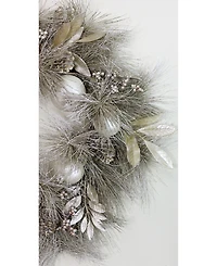 Northlight Unlit Champagne Gold Tone Pomegranate and Apple Pine Needle Christmas Wreath