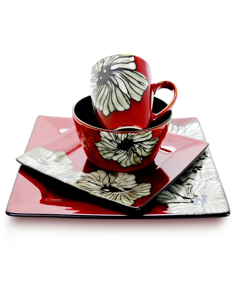 Elama Winter Bloom 16 Pc. Dinnerware Set, Service for 4