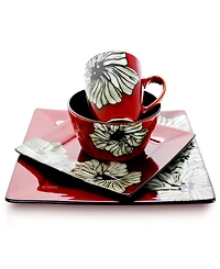 Elama Winter Bloom 16 Pc. Dinnerware Set, Service for 4