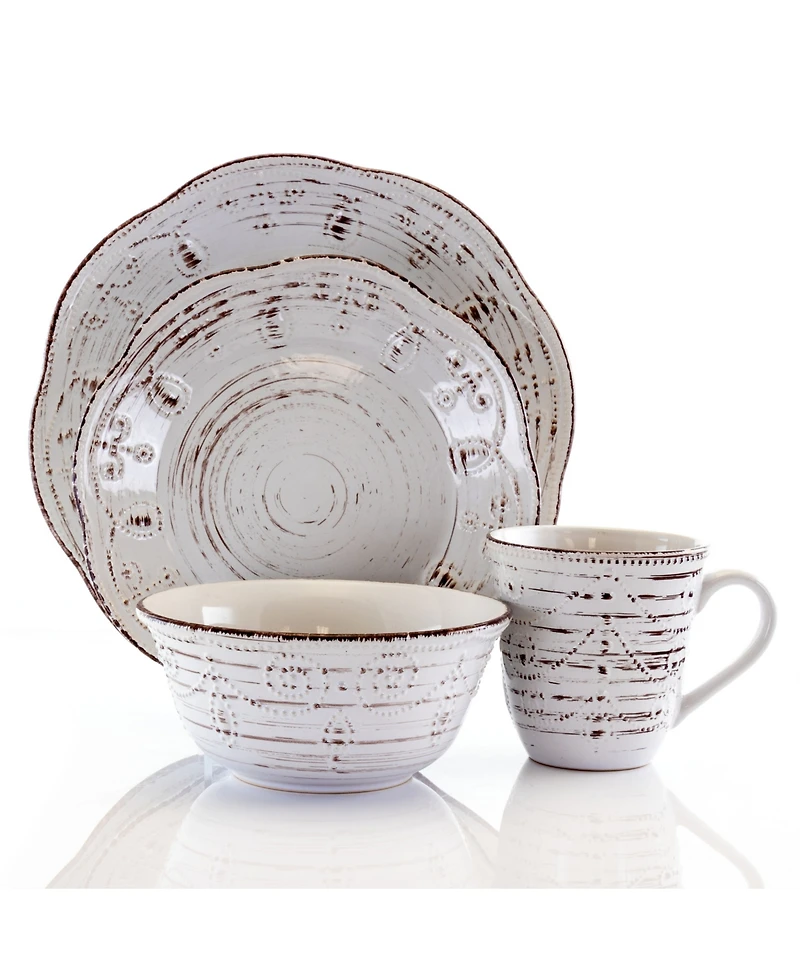 Elama Rustic Birch 16 Pc. Dinnerware Set, Service for 4