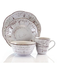 Elama Rustic Birch 16 Pc. Dinnerware Set, Service for 4