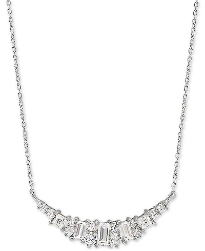 Arabella Cubic Zirconia Heart 18" Statement Necklace in Sterling Silver