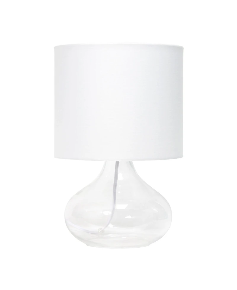 Simple Designs Glass Raindrop Table Lamp with Fabric Shade