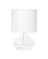 Simple Designs Glass Raindrop Table Lamp with Fabric Shade