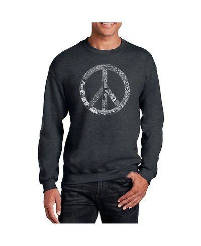 La Pop Art Men's Word Peace, Love and Music Crewneck Sweatshirt