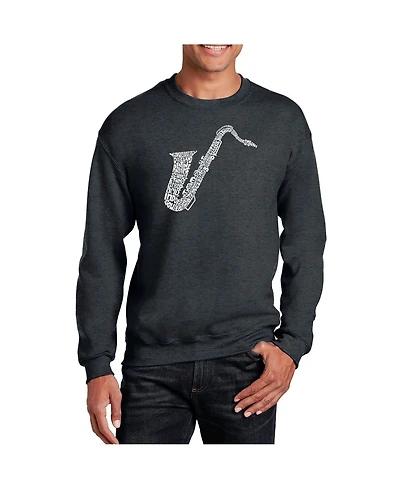 La Pop Art Men's Word Art Sax Crewneck Sweatshirt