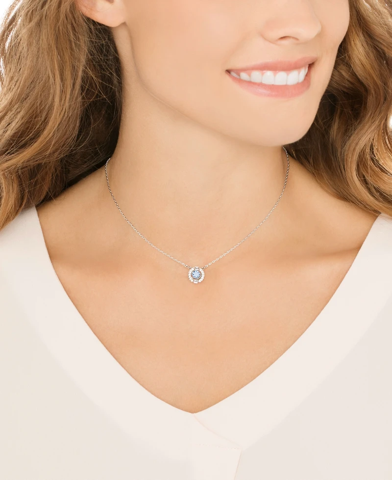 Swarovski Silver-Tone Dancing Crystal Pendant Necklace, 14-7/8" + 2" extender