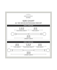 Exclusive Home Rimini 1" Window Curtain Rod and Finial Set, Adjustable 66"- 120"