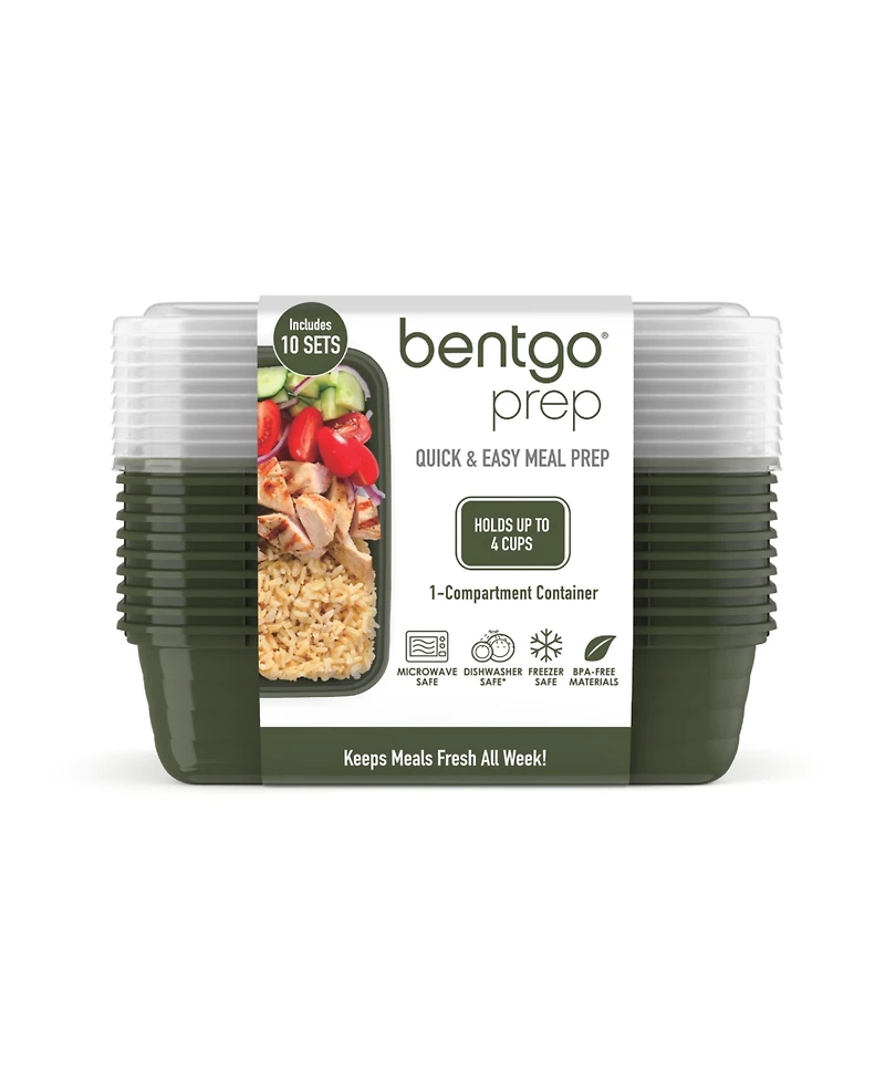 Bentgo Food Prep 1-Compartment Food Storage Containers, Pack of 10