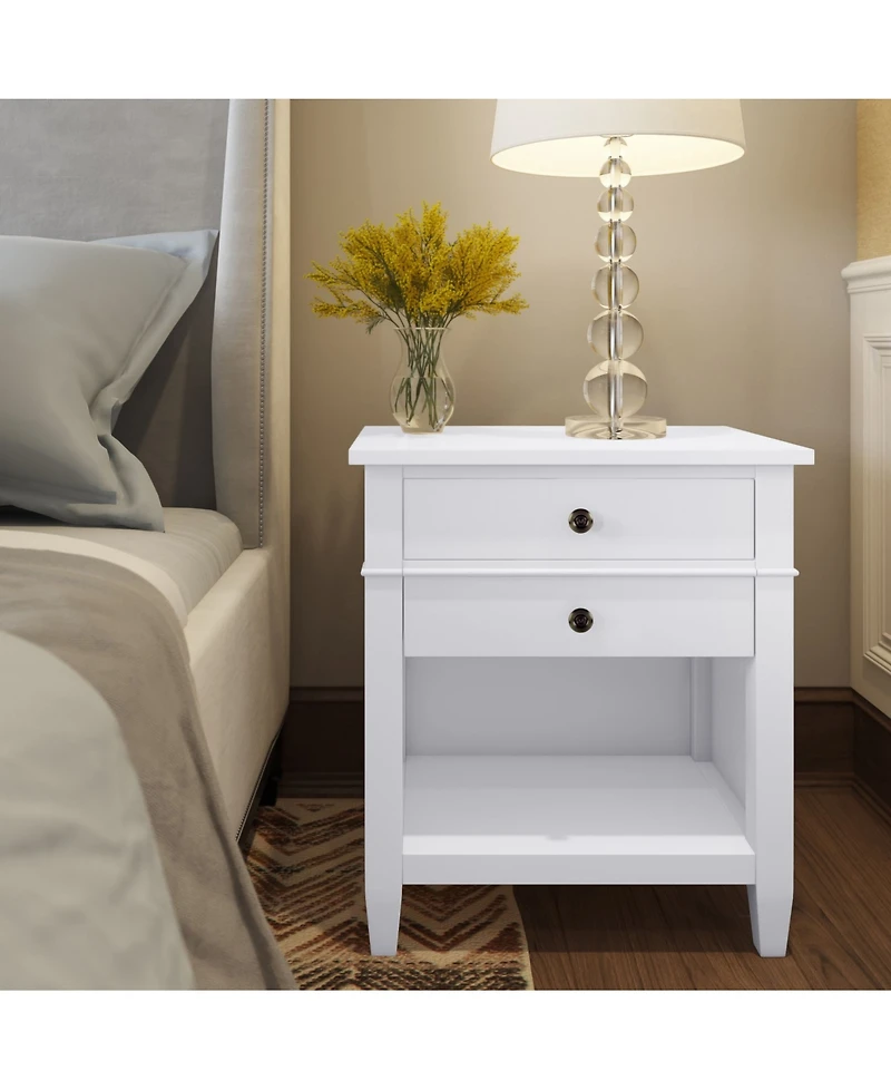 Simpli Home Carlton Solid Wood Bedside Table