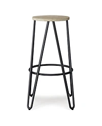 Simpli Home Simeon 30" Metal Bar Stool with Wood Seat