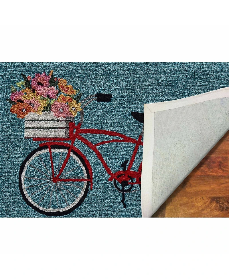 Liora Manne' Frontporch Bike Ride Blue 2' x 3' Outdoor Area Rug