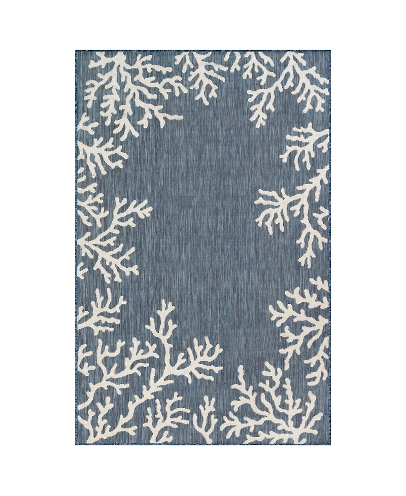 Liora Manne' Carmel Coral Border 6'6" x 9'4" Outdoor Area Rug