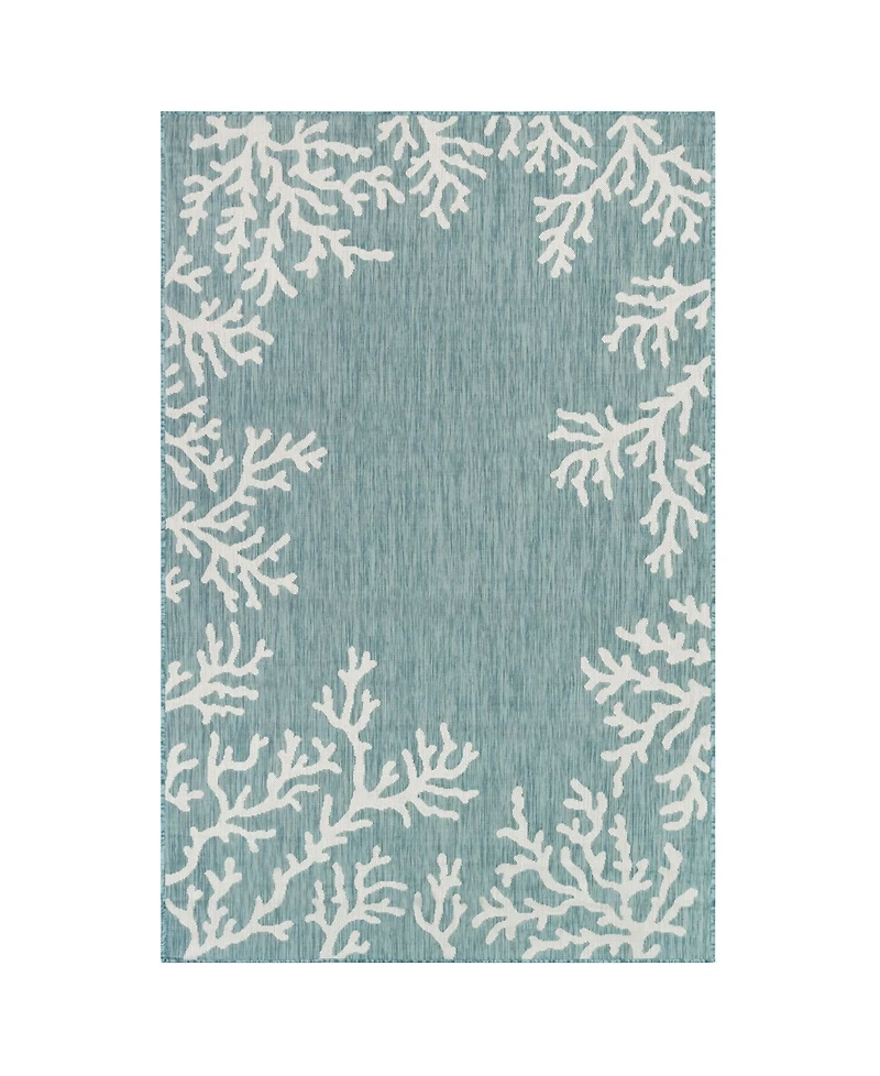 Liora Manne' Carmel Coral Border 6'6" x 9'4" Outdoor Area Rug