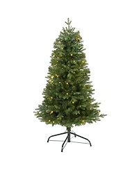 Nearly Natural Vermont Fir Artificial Christmas Tree with 100 Clear Led Lights