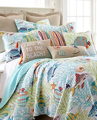 Levtex Beach Walk Seahorse Embroidered Neckroll Decorative Pillow, 7" x 18"