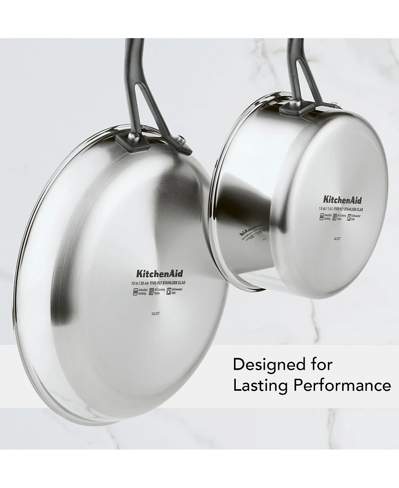 KitchenAid 5-Ply Clad Stainless Steel Nonstick Induction Frying Pan, 8.25", Polished Stainless Steel