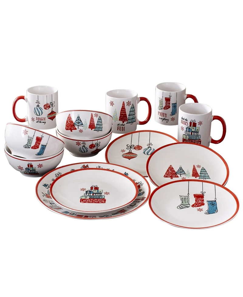 American Atelier Holiday Gift 16 Pc. Dinnerware Set, Service for 4
