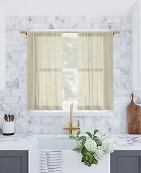 Slub Textured Linen Blend Cafe Curtain Pair
