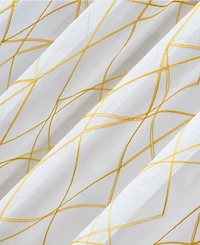 Abstract Geometric Embroidery Semi-Sheer Rod Pocket Curtain Panel