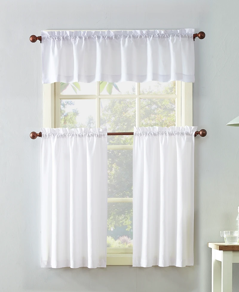 Martine Microfiber Semi-Sheer Rod Pocket Kitchen Curtain Valance and Tiers Set
