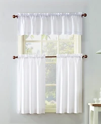 Martine Microfiber Semi-Sheer Rod Pocket Kitchen Curtain Valance and Tiers Set