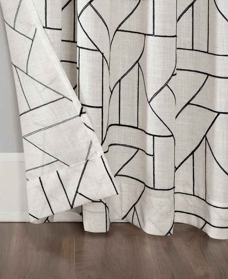 Jigsaw Embroidery Linen Blend Curtain