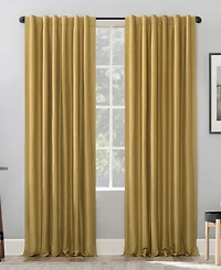 Evelina Faux Dupioni Silk Thermal Extreme 100% Blackout Back Tab Curtain Panel