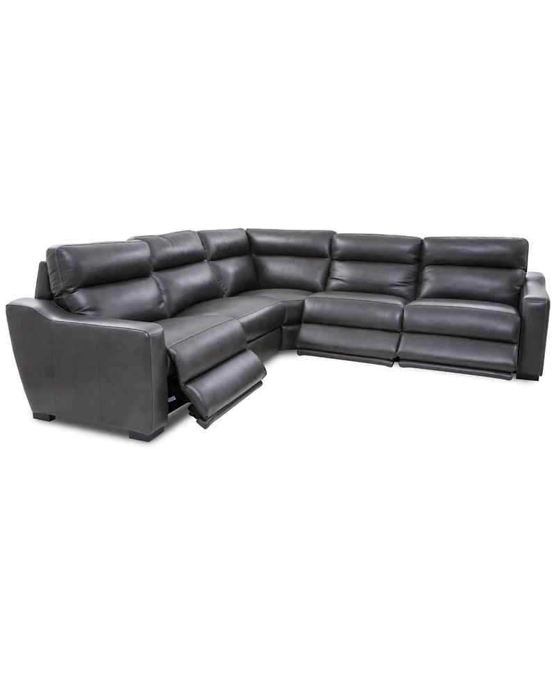 Gabrine 5-Pc. Leather Sectional with Power Headrests