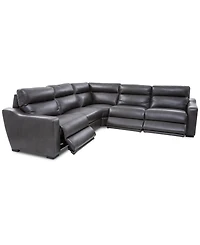 Gabrine 5-Pc. Leather Sectional with Power Headrests
