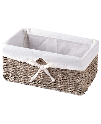 Wickerwise Seagrass Shelf Basket Lined with White Lining