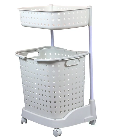 Vintiquewise 2 Tier Plastic Laundry Basket with Wheels