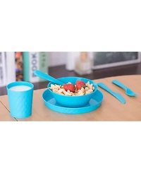 Vintiquewise 24-Piece Kids Dinnerware Set Plastic 4 Plates, 4 Bowls, 4 Cups, 4 Forks, 4 Knives, and 4 Spoons