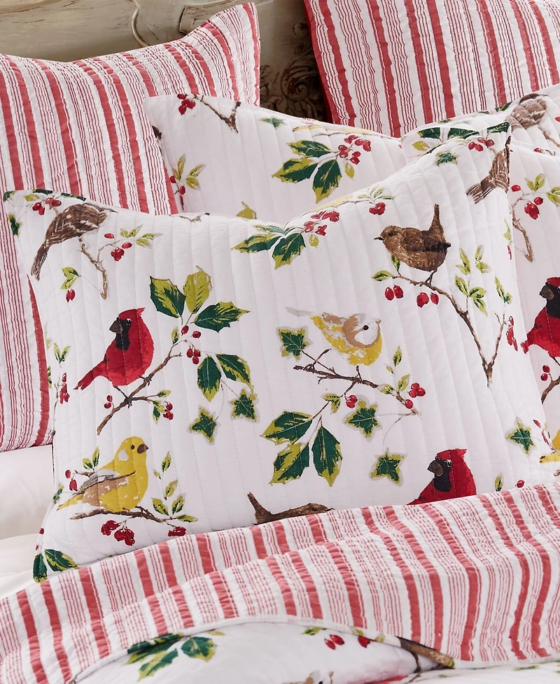 Levtex Joybirds Watercolor Etched Reversible Quilt, Full/Queen