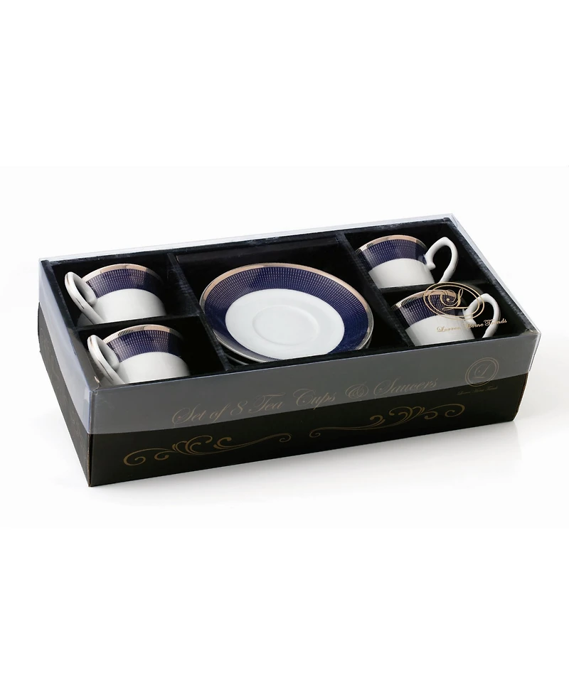 Lorren Home Trends 8 Piece 8oz Tea or Coffee Cup and Saucer Set, Service for 4