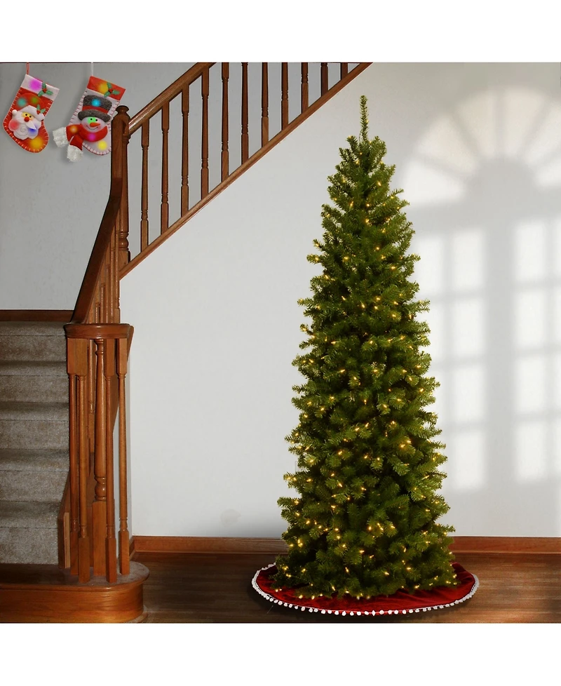 National Tree 6.5' North Valley Spruce Pencil Slim Tree with Clear Lights