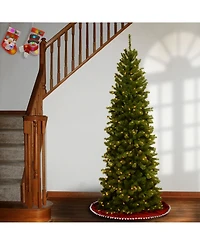 National Tree 6.5' North Valley Spruce Pencil Slim Tree with Clear Lights