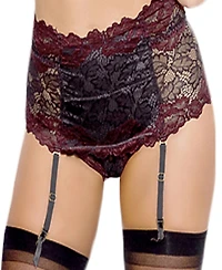 iCollection Women's Hi-Waist Garter & Thong 2 Pc Lingerie Set