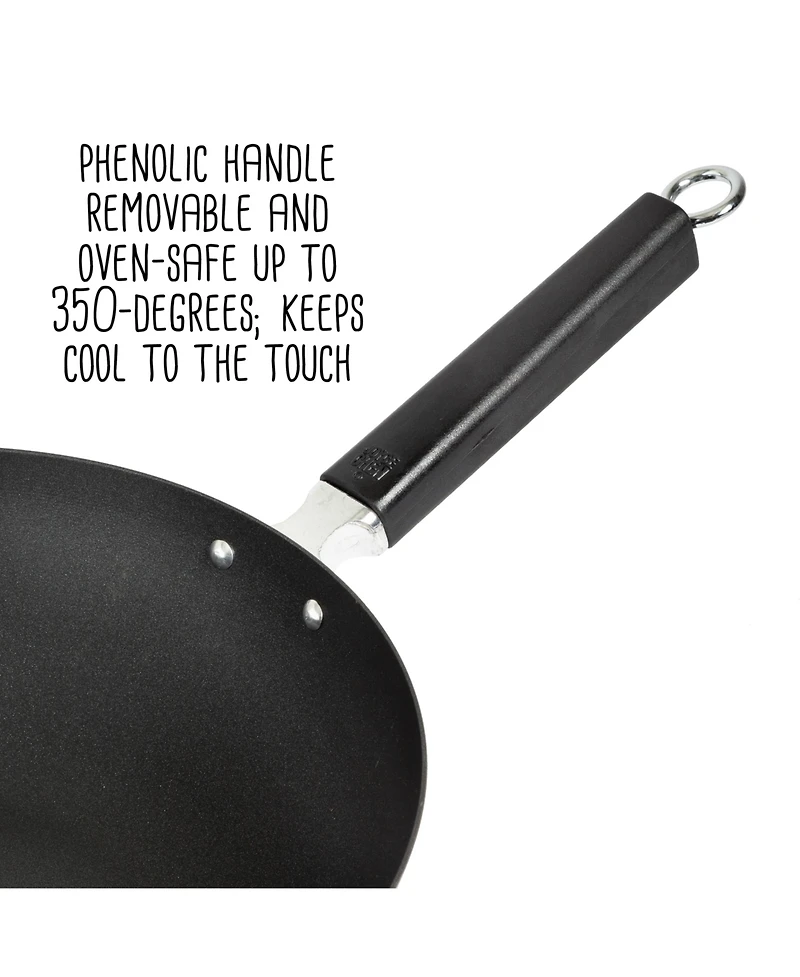 Joyce Chen Professional Series 12" Carbon Steel Excalibur Nonstick Stir Fry Pan with Phenolic Handle