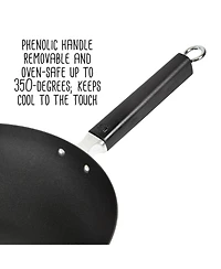 Joyce Chen Professional Series 12" Carbon Steel Excalibur Nonstick Stir Fry Pan with Phenolic Handle