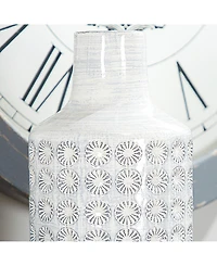Large, Round Ceramic Floor Vase with French Country Rosette Relief Design